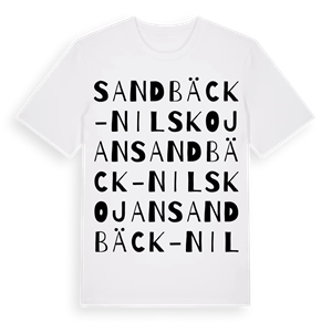 Sandbäck-Nilskojan ordlek t-shirt – ekologisk bomull t-shirt från Pinshirt