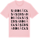 Pink Cotton t-shirt med Sandbäcksåsen ordlek t-shirt