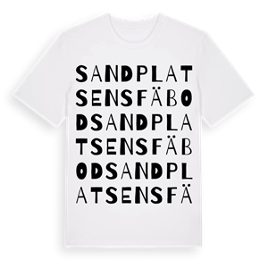 Sandplatsens fäbod ordlek t-shirt – ekologisk bomull t-shirt från Pinshirt