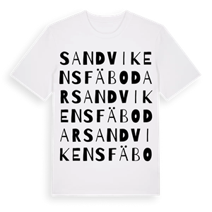 Sandvikens Fäbodar ordlek t-shirt – ekologisk bomull t-shirt från Pinshirt