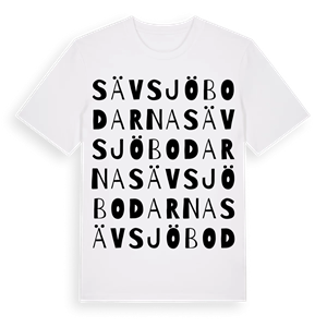 Sävsjöbodarna ordlek t-shirt – ekologisk bomull t-shirt från Pinshirt