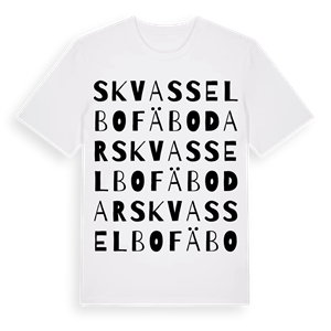 Skvasselbo fäbodar ordlek t-shirt – ekologisk bomull t-shirt från Pinshirt