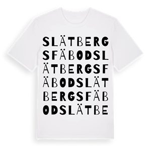 Slätbergs fäbod ordlek t-shirt – ekologisk bomull t-shirt från Pinshirt