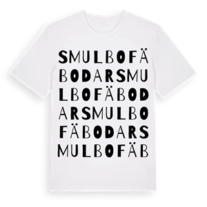 Smulbo Fäbodar ordlek t-shirt – ekologisk bomull t-shirt från Pinshirt