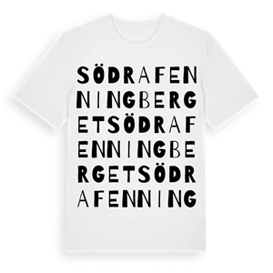 Södra Fenningberget ordlek t-shirt – ekologisk bomull t-shirt från Pinshirt