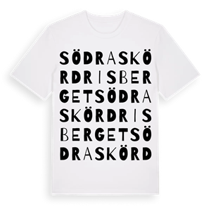 Södra Skördrisberget ordlek t-shirt – ekologisk bomull t-shirt från Pinshirt