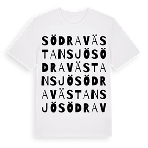 Södra Västansjö ordlek t-shirt – ekologisk bomull t-shirt från Pinshirt