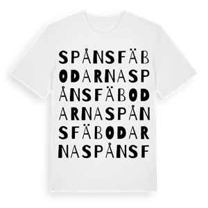 Spånsfäbodarna ordlek t-shirt – ekologisk bomull t-shirt från Pinshirt