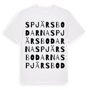 Spjärsbodarna ordlek t-shirt – ekologisk bomull t-shirt från Pinshirt