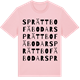 Pink Cotton t-shirt med Sprättbo fäbodar ordlek t-shirt