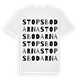 White t-shirt med Stopsbodarna ordlek t-shirt