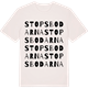 Vintage White t-shirt med Stopsbodarna ordlek t-shirt