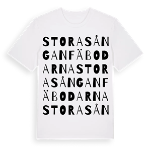 Stora Sånganfäbodarna ordlek t-shirt – ekologisk bomull t-shirt från Pinshirt