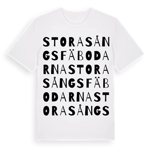 Stora Sångsfäbodarna ordlek t-shirt – ekologisk bomull t-shirt från Pinshirt