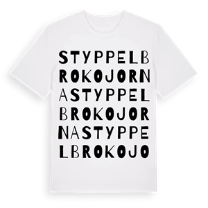 Styppelbrokojorna ordlek t-shirt – ekologisk bomull t-shirt från Pinshirt