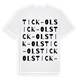 White t-shirt med Tick-Ols ordlek t-shirt
