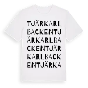 Tjärkarlbacken ordlek t-shirt – ekologisk bomull t-shirt från Pinshirt