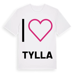 Jag älskar Tylla t-shirt stort tryck – ekologisk bomull t-shirt från Pinshirt