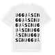 White t-shirt med Ugguåsen ordlek t-shirt