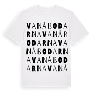 Vanåbodarna ordlek t-shirt – ekologisk bomull t-shirt från Pinshirt