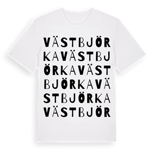 Västbjörka ordlek t-shirt – ekologisk bomull t-shirt från Pinshirt