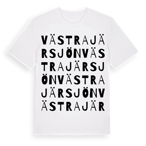 Västra Järsjön ordlek t-shirt – ekologisk bomull t-shirt från Pinshirt