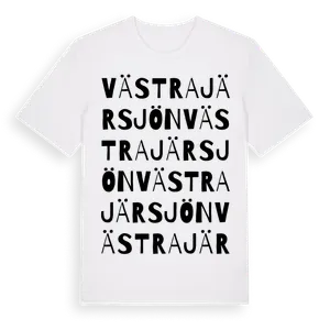 Västra Järsjön ordlek t-shirt – ekologisk bomull t-shirt från Pinshirt