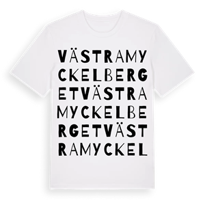Västra Myckelberget ordlek t-shirt – ekologisk bomull t-shirt från Pinshirt