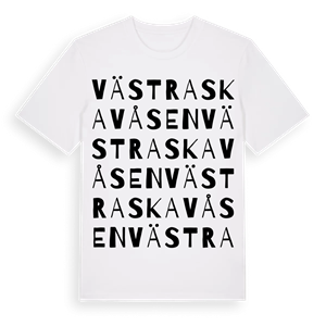Västra Skavåsen ordlek t-shirt – ekologisk bomull t-shirt från Pinshirt
