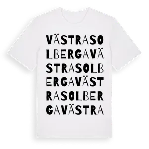Västra Solberga ordlek t-shirt – ekologisk bomull t-shirt från Pinshirt