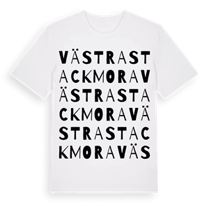 Västra Stackmora ordlek t-shirt – ekologisk bomull t-shirt från Pinshirt