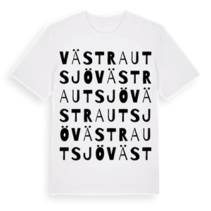 Västra Utsjö ordlek t-shirt – ekologisk bomull t-shirt från Pinshirt