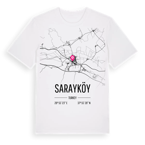 Sarayköy karta t-shirt – ekologisk bomull t-shirt från Pinshirt