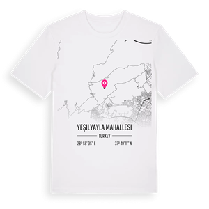 Yeşilyayla Mahallesi karta t-shirt – ekologisk bomull t-shirt från Pinshirt