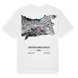 Güneydoğu Anadolu Bölgesi karta t-shirt – ekologisk bomull t-shirt från Pinshirt