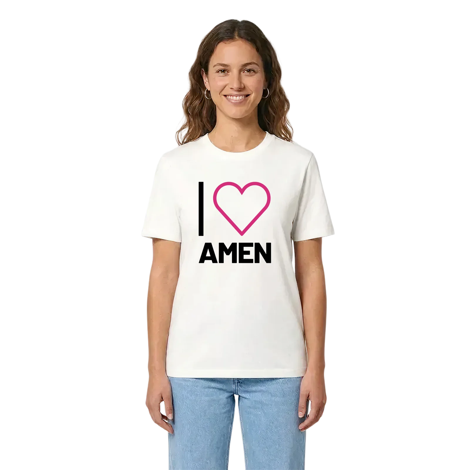 Jag älskar Amen t-shirt stort tryck – White, i miljö