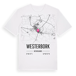 Westerbork karta t-shirt – ekologisk bomull t-shirt från Pinshirt