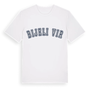Bijeli Vir college t-shirt – ekologisk bomull t-shirt från Pinshirt