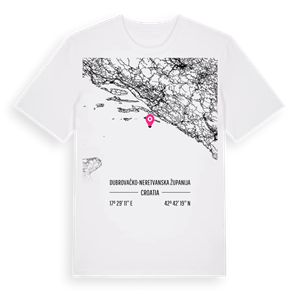 Dubrovačko-neretvanska županija karta t-shirt – ekologisk bomull t-shirt från Pinshirt