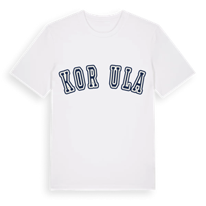 Korčula college t-shirt – ekologisk bomull t-shirt från Pinshirt