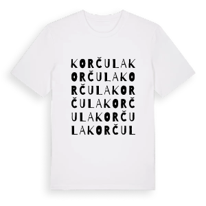 Korčula ordlek t-shirt – ekologisk bomull t-shirt från Pinshirt