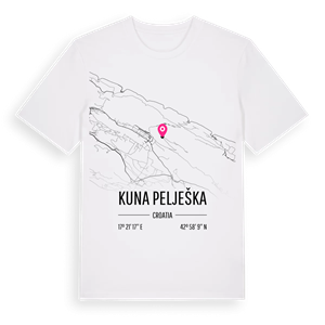 Kuna Pelješka karta t-shirt – ekologisk bomull t-shirt från Pinshirt