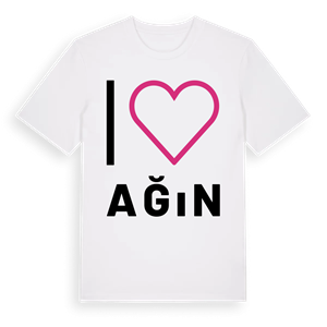 Jag älskar Ağın t-shirt stort tryck – ekologisk bomull t-shirt från Pinshirt