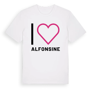 Jag älskar Alfonsine t-shirt stort tryck – ekologisk bomull t-shirt från Pinshirt