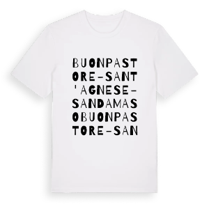 Buon Pastore-Sant'Agnese-San Damaso ordlek t-shirt – ekologisk bomull t-shirt från Pinshirt