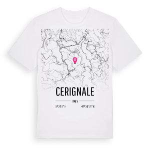 Cerignale karta t-shirt – ekologisk bomull t-shirt från Pinshirt