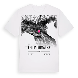 Emilia-Romagna karta t-shirt – ekologisk bomull t-shirt från Pinshirt