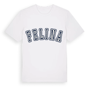 Felina college t-shirt – ekologisk bomull t-shirt från Pinshirt