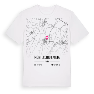 Montecchio Emilia karta t-shirt – ekologisk bomull t-shirt från Pinshirt