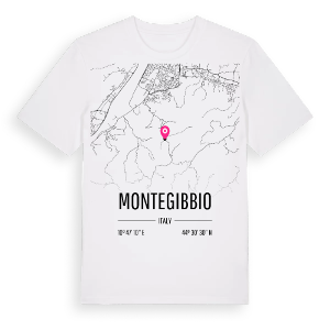 Montegibbio karta t-shirt – ekologisk bomull t-shirt från Pinshirt